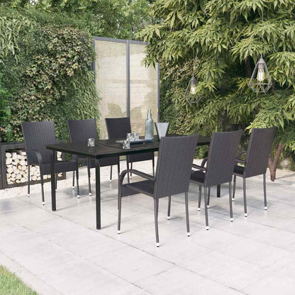 5 Piece Garden Dining Black 200 cm table length 6
