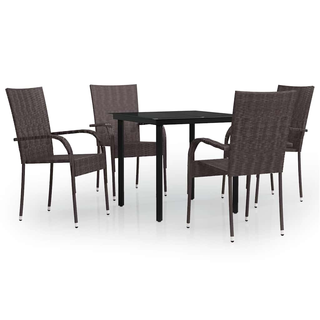 vidaXL 5 Piece Outdoor Dining Set Brown and Black 2