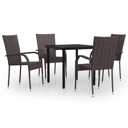 vidaXL 5 Piece Outdoor Dining Set Brown and Black 2