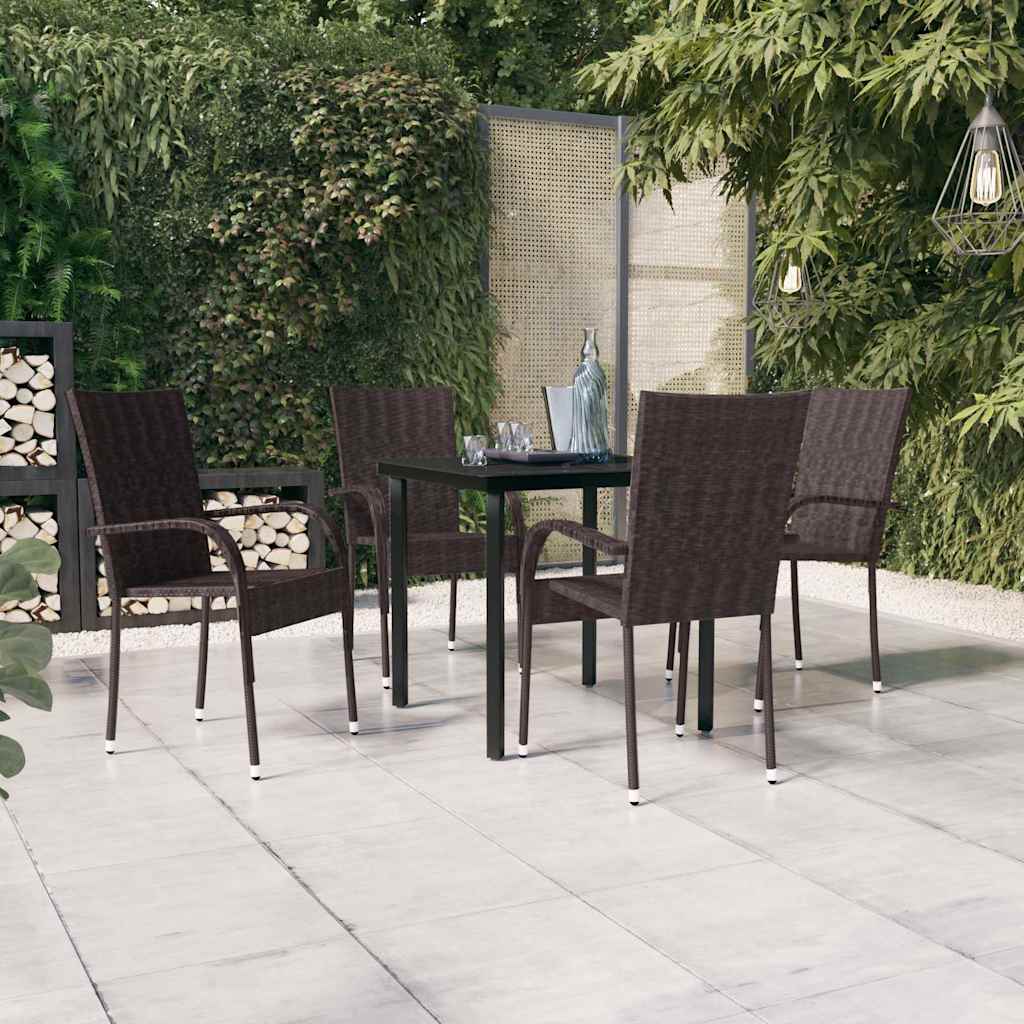 vidaXL 5 Piece Outdoor Dining Set Brown and Black 1
