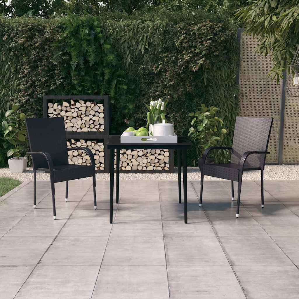 5 Piece Garden Dining Black 80 cm table length 2