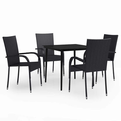 vidaXL 5 Piece Garden Dining Set Black 2