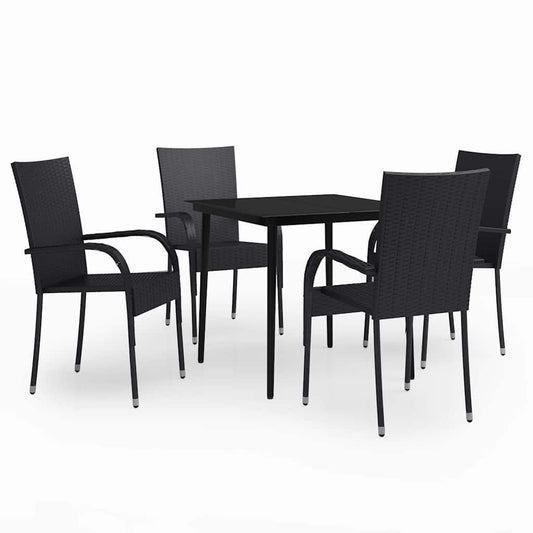 vidaXL 5 Piece Garden Dining Set Black 2