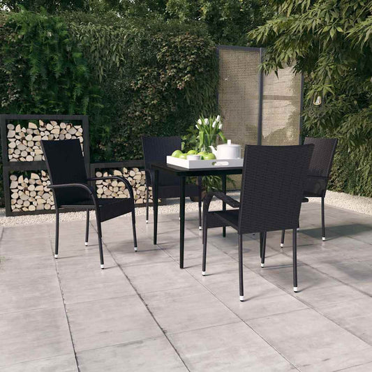 vidaXL 5 Piece Garden Dining Set Black 1