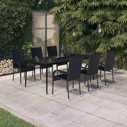 5 Piece Garden Dining Black 200 cm table length 6