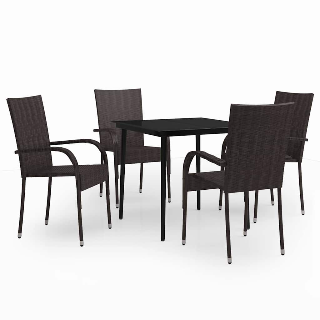 vidaXL 5 Piece Garden Dining Set Brown and Black 2