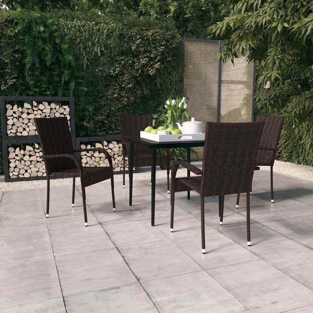 vidaXL 5 Piece Garden Dining Set Brown and Black 1