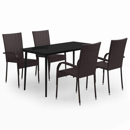 5 Piece Garden Dining Brown and black 140 cm table length