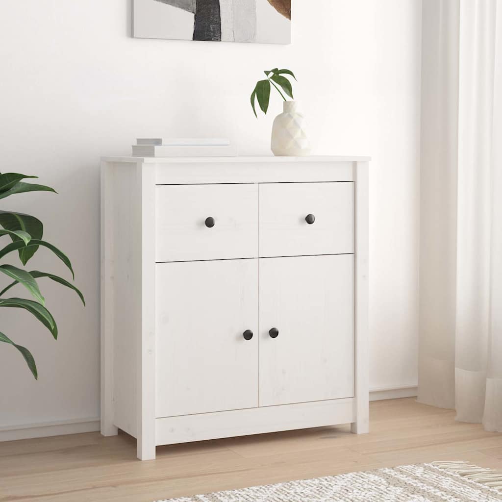Sideboard 70x35x80 cm Solid Wood Pine White 2 Door Sideboard