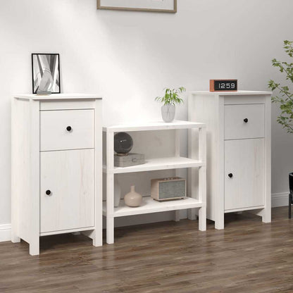 Sideboards 40x35x80 cm Solid Wood Pine 2 pcs White Bedside cabinet