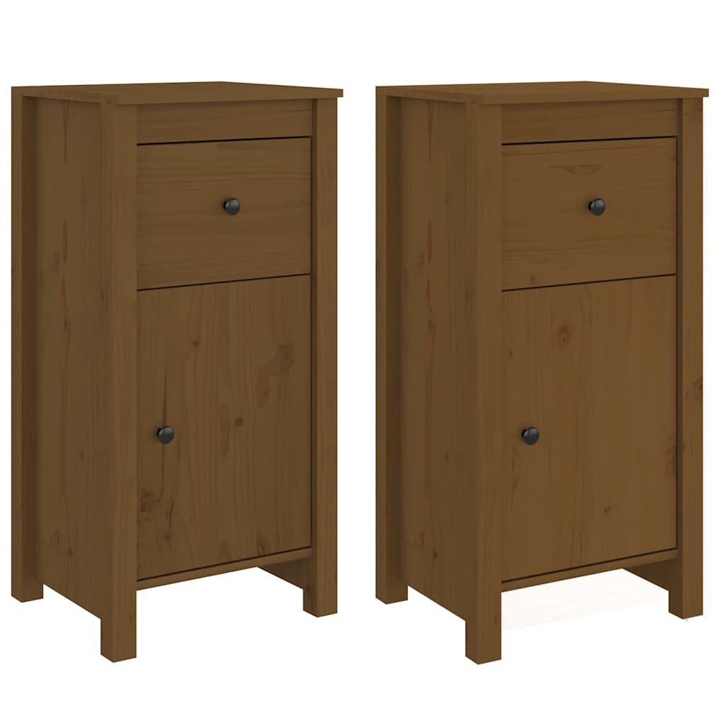 Sideboards 40x35x80 cm Solid Wood Pine 2 pcs Honey brown Bedside cabinet