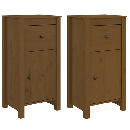 Sideboards 40x35x80 cm Solid Wood Pine 2 pcs Honey brown Bedside cabinet