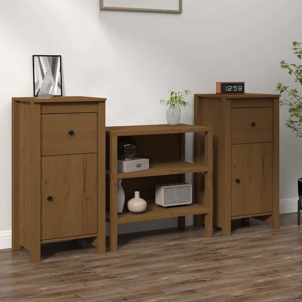 Sideboards 40x35x80 cm Solid Wood Pine 2 pcs Honey brown Bedside cabinet