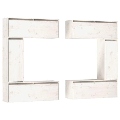 vidaXL 6 Piece TV Cabinet Set White Solid Wood Pine 2