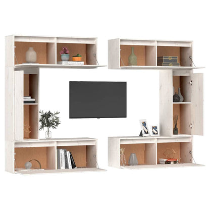 vidaXL 6 Piece TV Cabinet Set White Solid Wood Pine 6