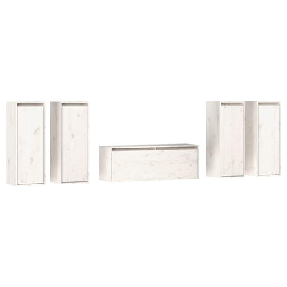 vidaXL TV Cabinet | Set of 5 | White | Solid pinewood | Compact | TV Cabinet 2
