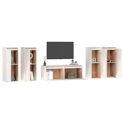 vidaXL TV Cabinet | Set of 5 | White | Solid pinewood | Compact | TV Cabinet 4