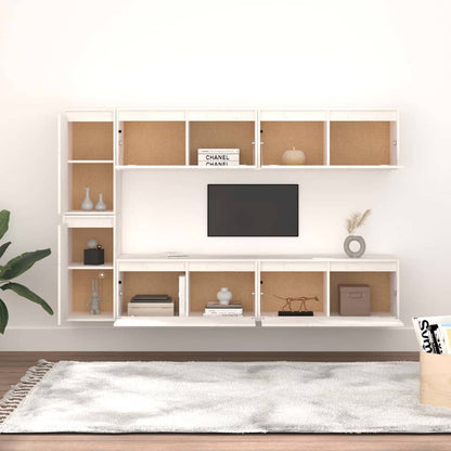 vidaXL 6 Piece TV Cabinet Set White Solid Wood Pine 3