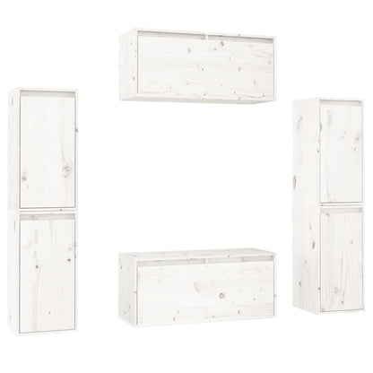 vidaXL 6 Piece TV Cabinet Set White Solid Wood Pine 2