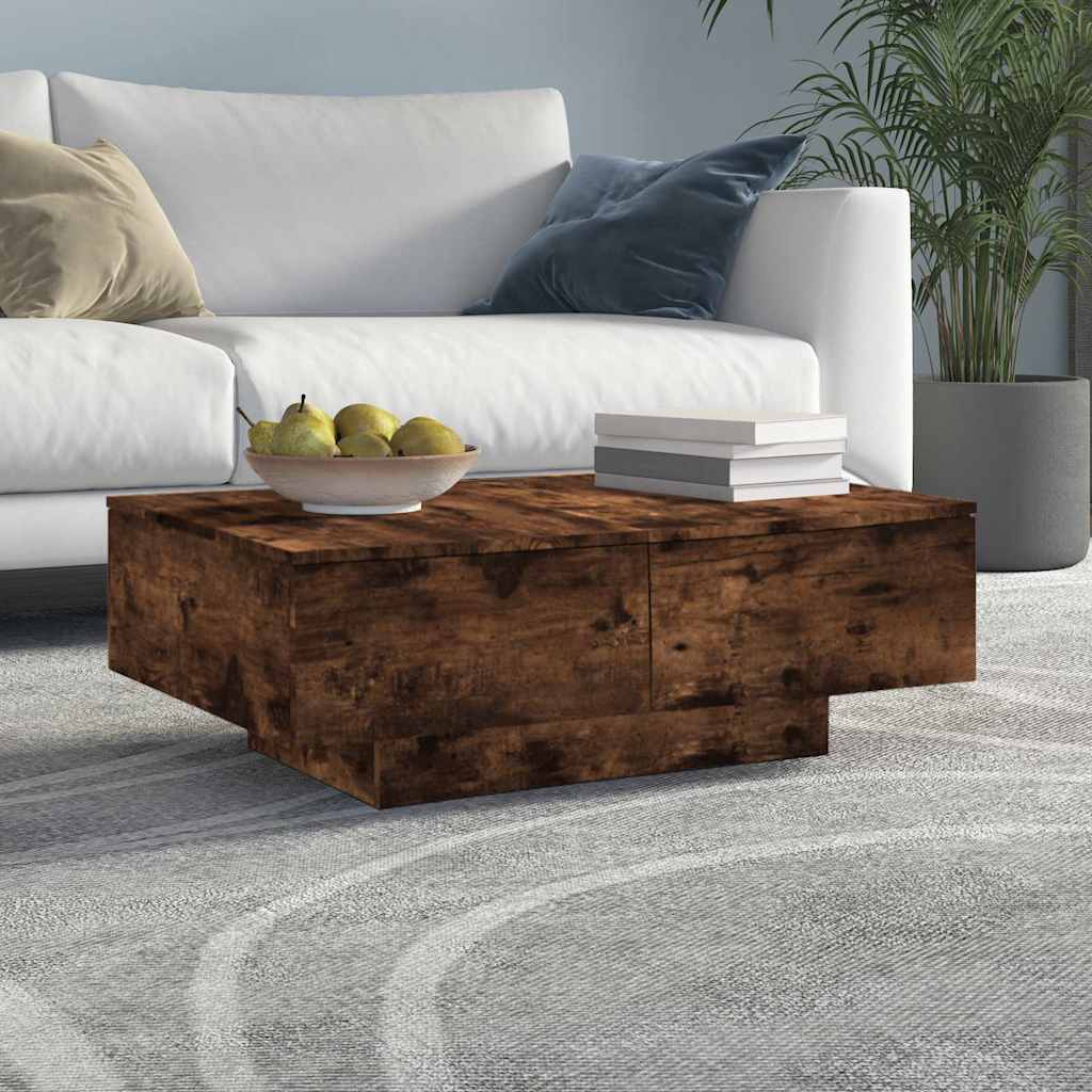 Coffee Table Engineered Wood Width 90 cm Smoked oak 31 cm 60 cm