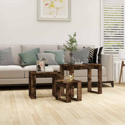 Nesting Tables 3 pcs Engineered Wood Smoked oak
