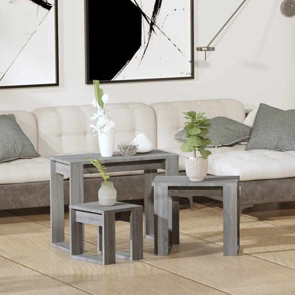 Nesting Tables 3 pcs Engineered Wood Grey sonoma