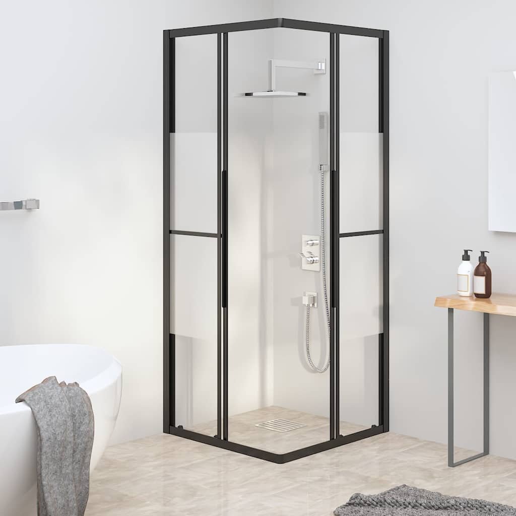 vidaXL Shower Cabin Half Frosted ESG 80x80x180 cm Black 3