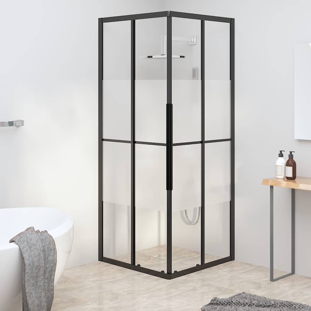 vidaXL Shower Cabin Half Frosted ESG 80x80x180 cm Black 1