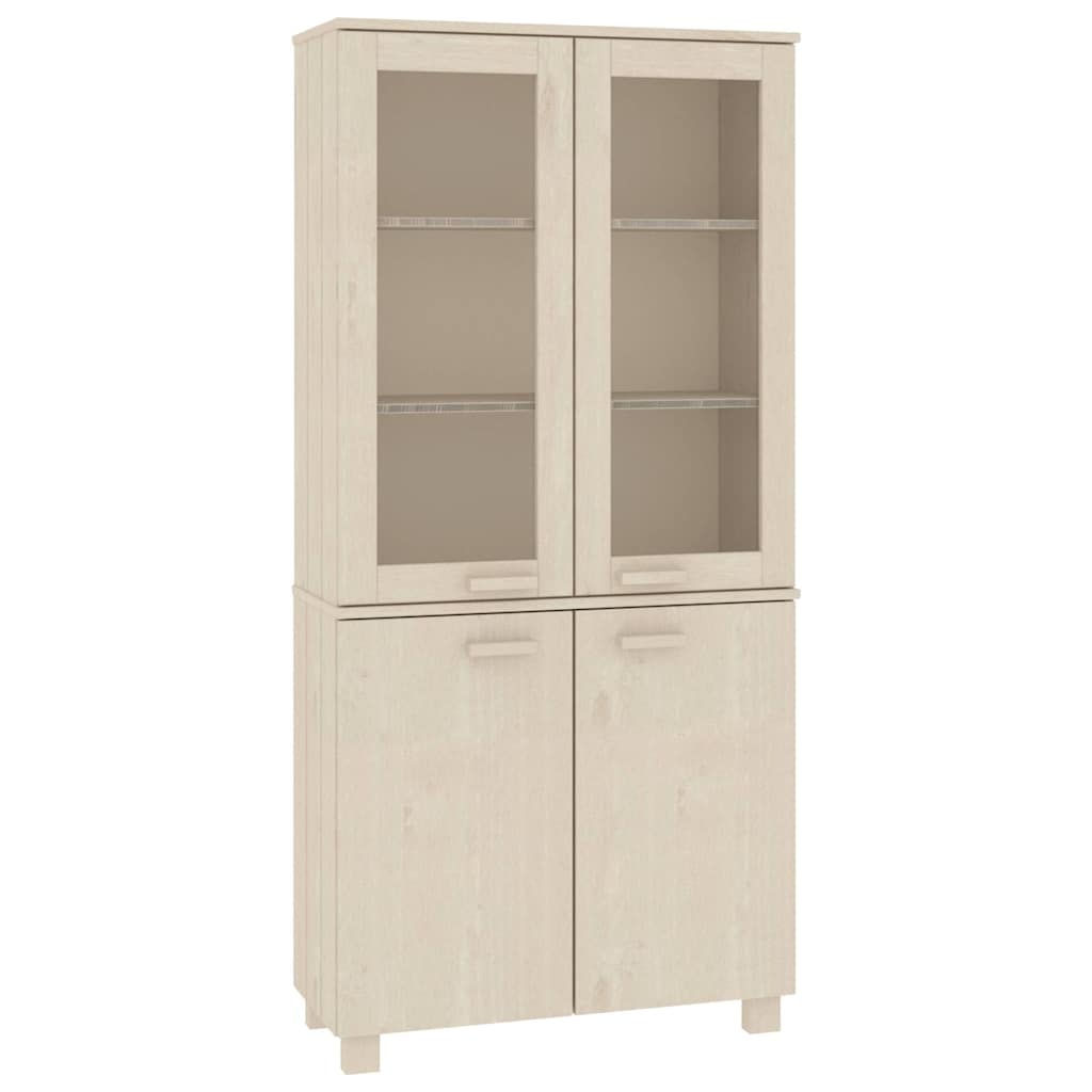 vidaXL Highboard | Set of 2 | Honey brown | Solid pinewood, MDF, glass | Large 2