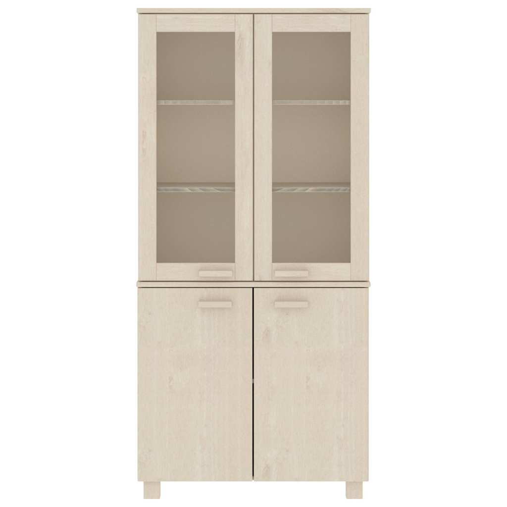 vidaXL Highboard | Set of 2 | Honey brown | Solid pinewood, MDF, glass | Large 3