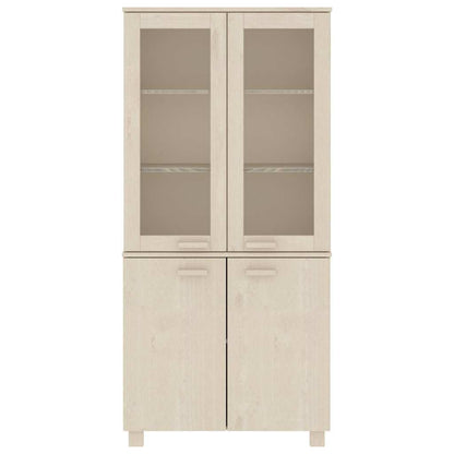 vidaXL Highboard | Set of 2 | Honey brown | Solid pinewood, MDF, glass | Large 3