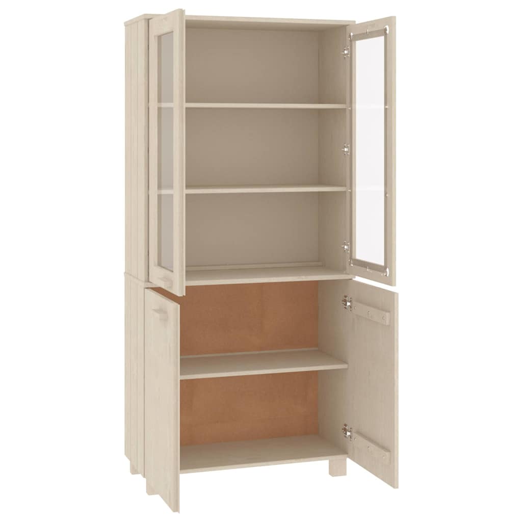 vidaXL Highboard | Set of 2 | Honey brown | Solid pinewood, MDF, glass | Large 5
