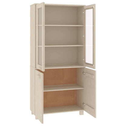 vidaXL Highboard | Set of 2 | Honey brown | Solid pinewood, MDF, glass | Large 5