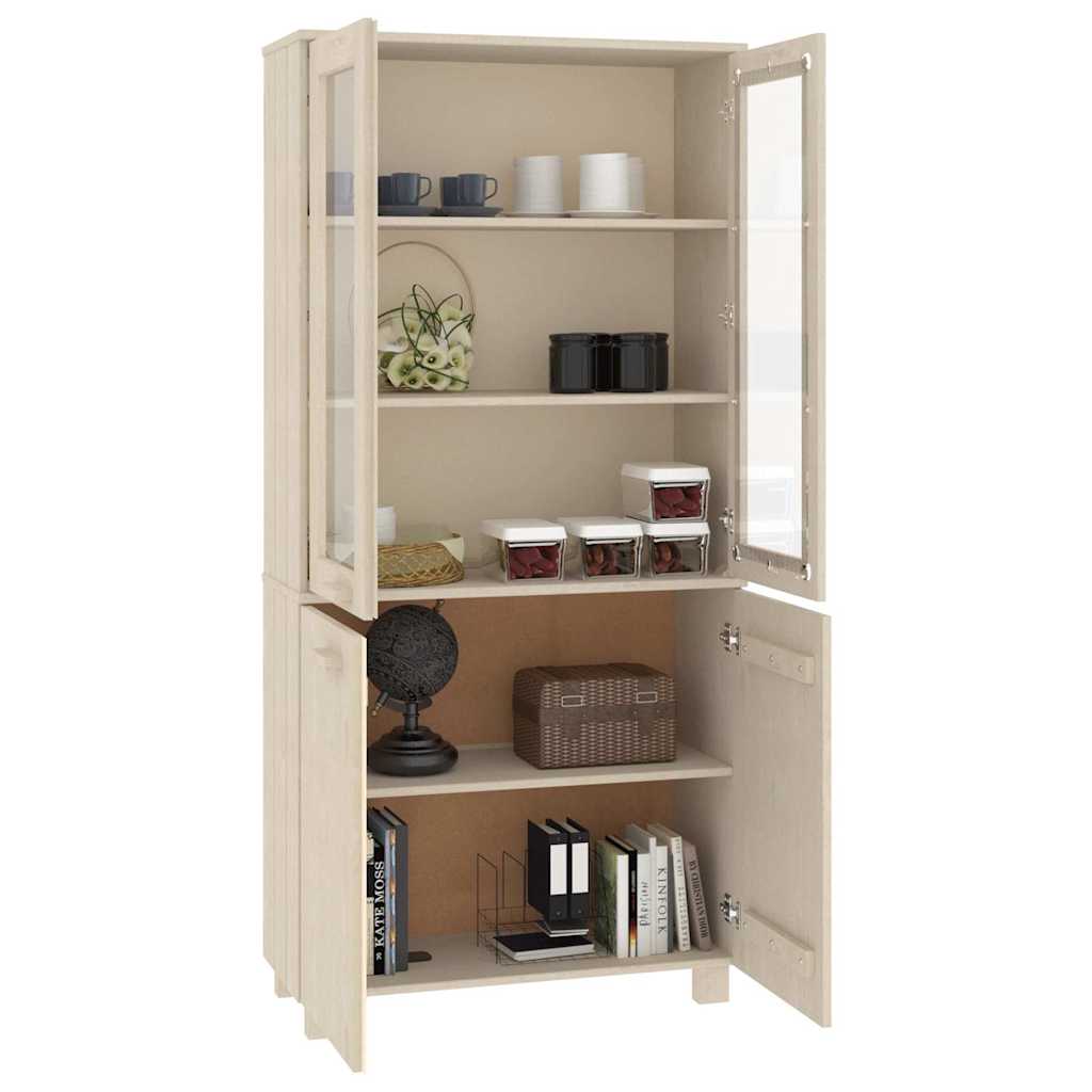 vidaXL Highboard | Set of 2 | Honey brown | Solid pinewood, MDF, glass | Large 6