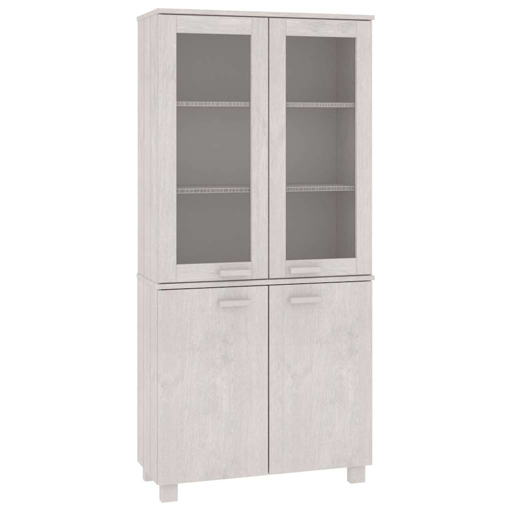 vidaXL Highboard |  Set of 2 | White | Solid pine wood, MDF, glass | Large 2