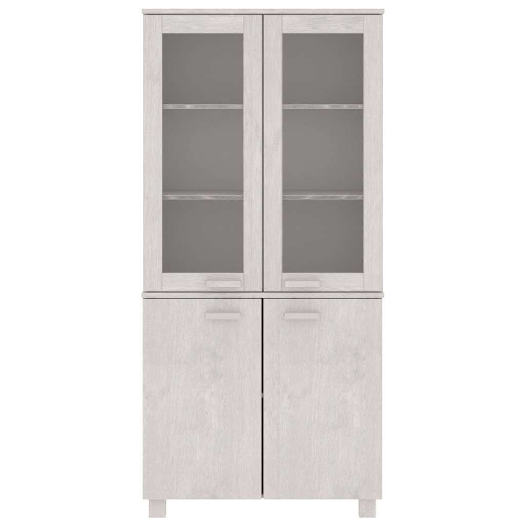 vidaXL Highboard |  Set of 2 | White | Solid pine wood, MDF, glass | Large 3