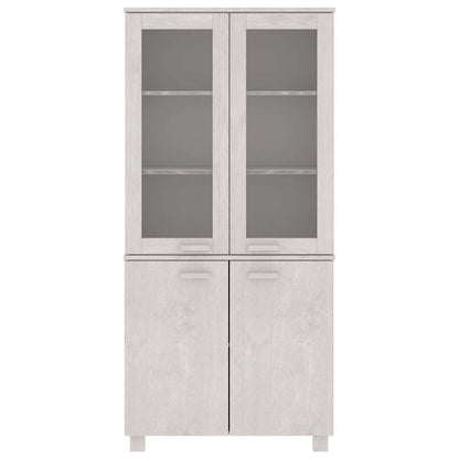 vidaXL Highboard |  Set of 2 | White | Solid pine wood, MDF, glass | Large 3