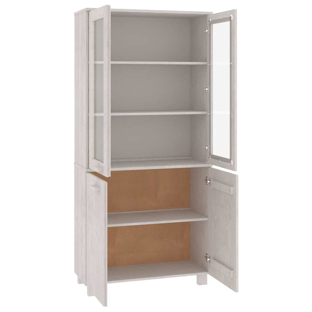 vidaXL Highboard |  Set of 2 | White | Solid pine wood, MDF, glass | Large 5