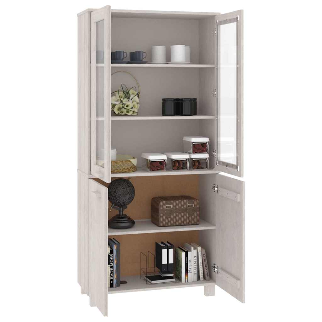 vidaXL Highboard |  Set of 2 | White | Solid pine wood, MDF, glass | Large 6