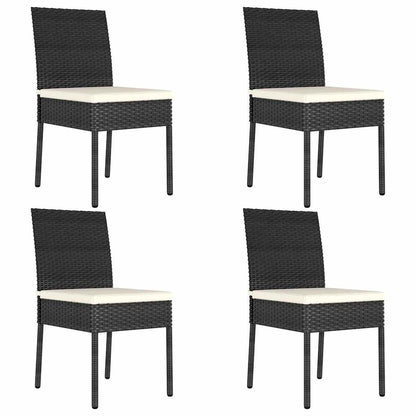 vidaXL 5 Piece Outdoor Dining Set with Cushions Poly Rattan Black 6