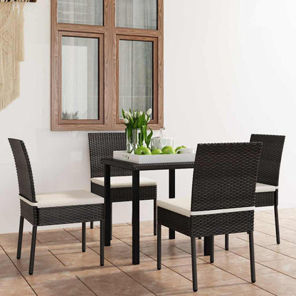 vidaXL 5 Piece Outdoor Dining Set with Cushions Poly Rattan Black 1