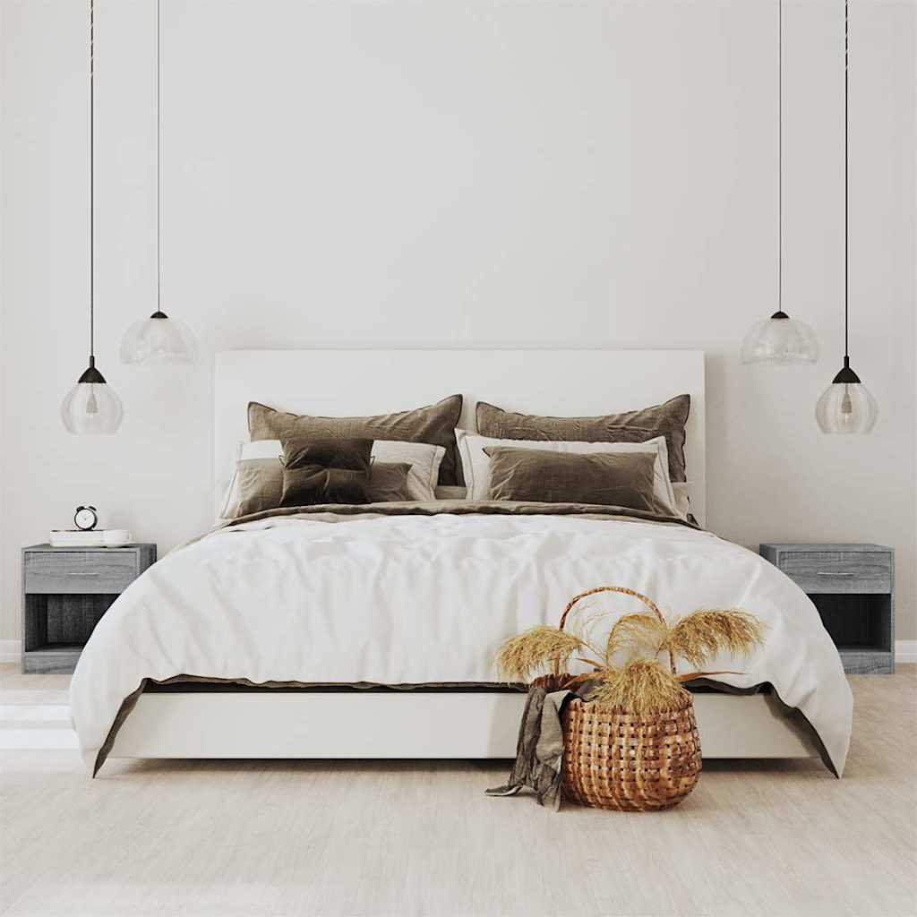 Bedside Cabinets 2 pcs with Drawer Grey sonoma