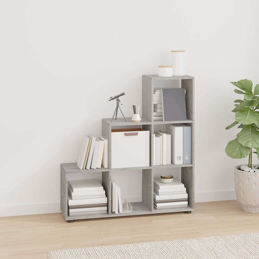 Staircase Bookcase 107 cm Engineered Wood Concrete grey