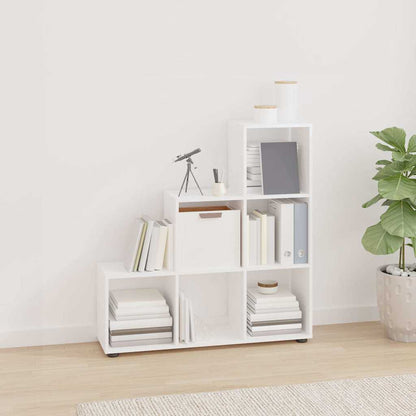 Staircase Bookcase 107 cm Engineered Wood High gloss white