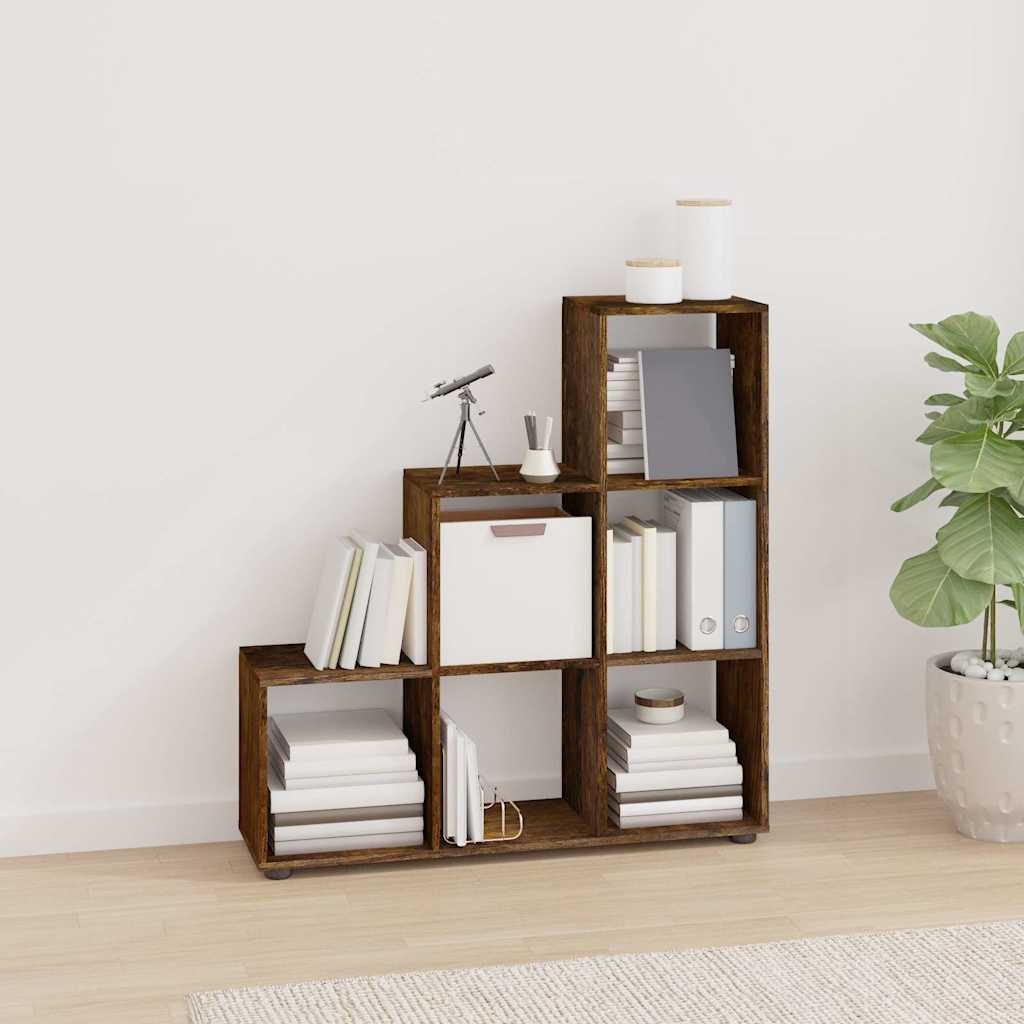 Staircase Bookcase 107 cm Engineered Wood Smoked oak