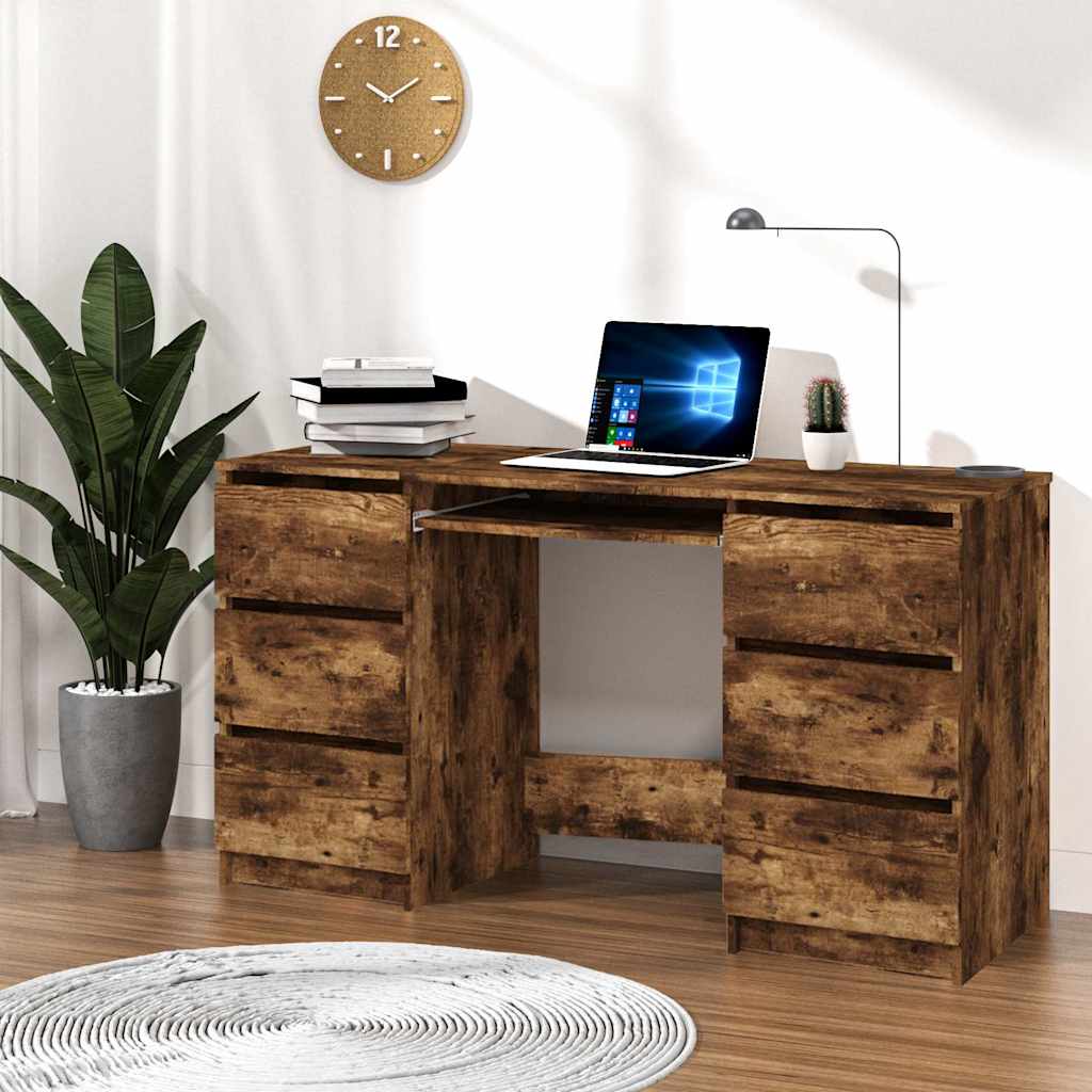 Writing Desk 140x50x77 cm Engineered Wood Smoked oak