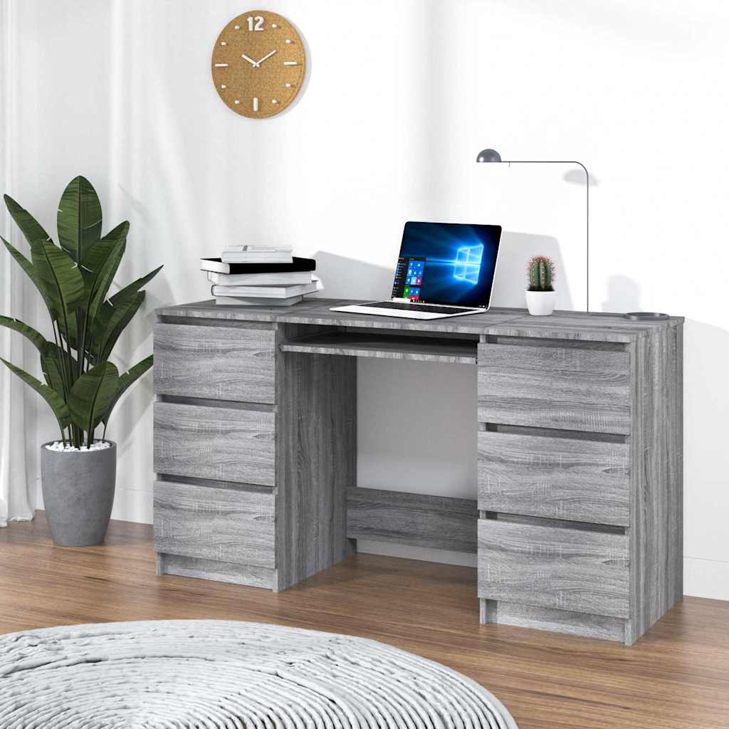 Writing Desk 140x50x77 cm Engineered Wood Grey sonoma