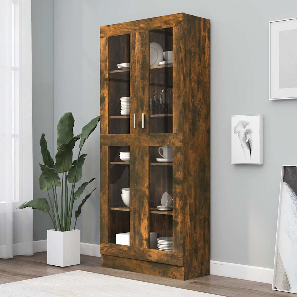 Vitrine Cabinet 82.5x30.5x185 cm Engineered Wood Smoked oak