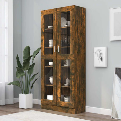 Vitrine Cabinet 82.5x30.5x185 cm Engineered Wood Smoked oak