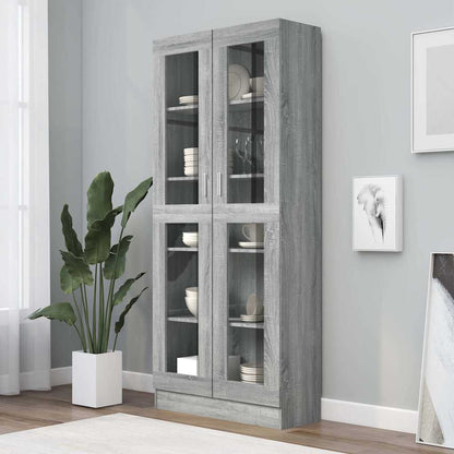 Vitrine Cabinet 82.5x30.5x185 cm Engineered Wood Grey sonoma